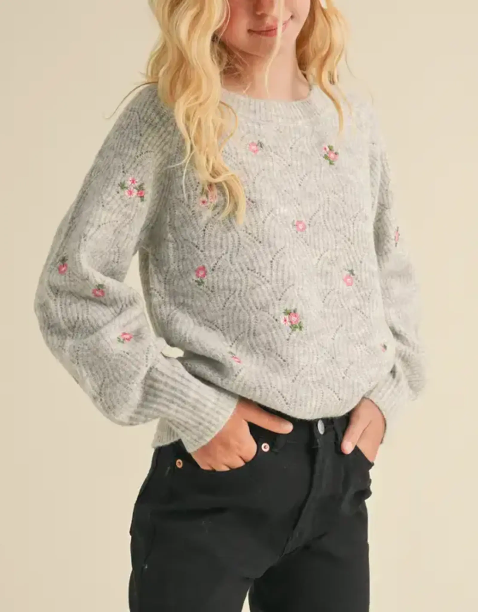 Aubrey Sweater in Grey Floral