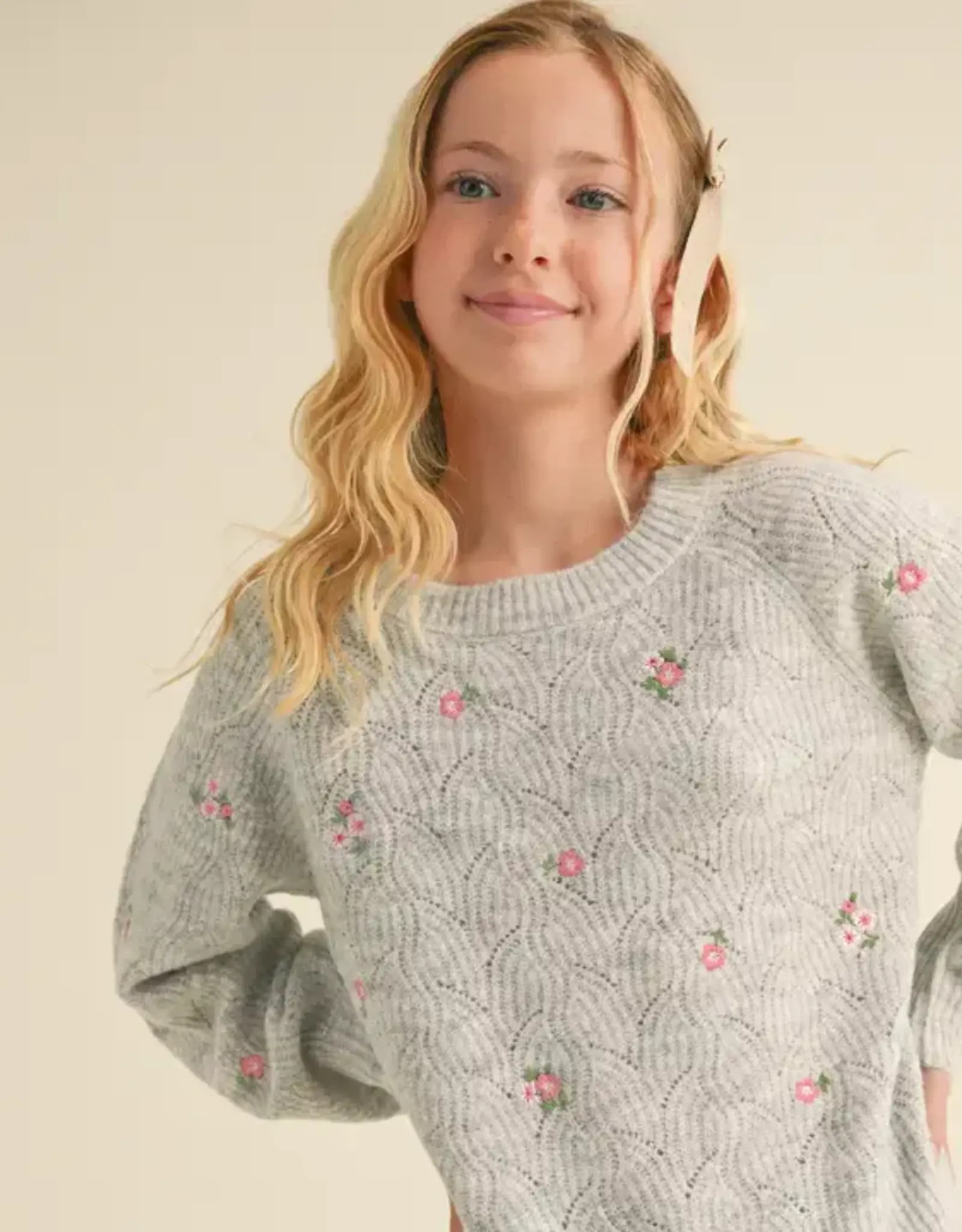 Aubrey Sweater in Grey Floral