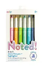 ooly Noted! 2-in-1 Micro Fine Tip Pens & Highlighters - Set of 6