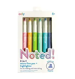 ooly Noted! 2-in-1 Micro Fine Tip Pens & Highlighters - Set of 6