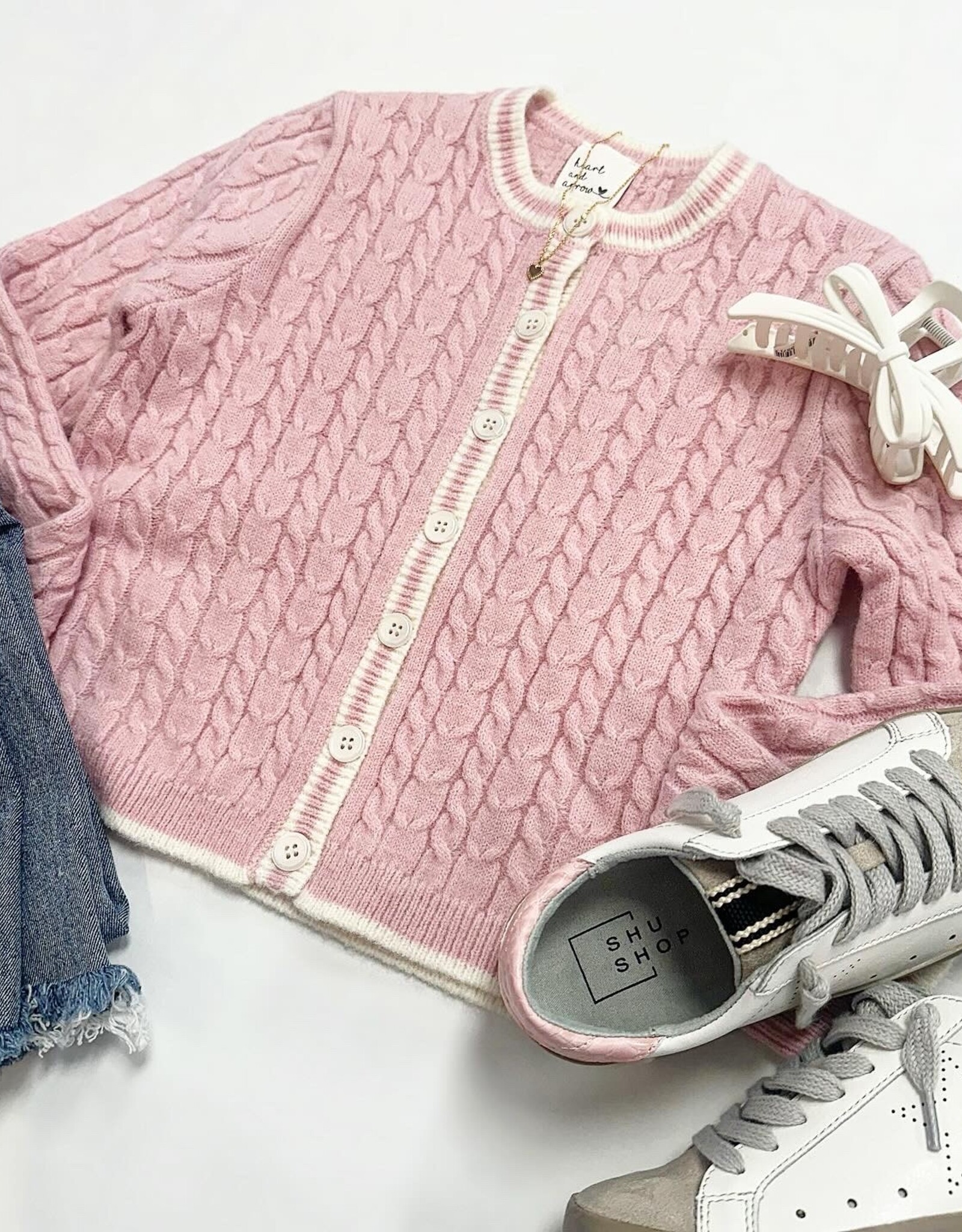 Aubrey Button Cardigan in Pink