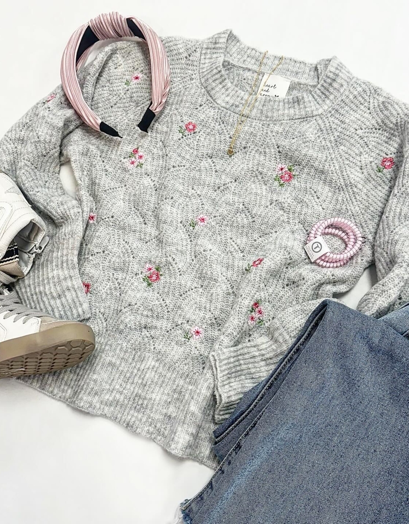 Aubrey Sweater in Grey Floral