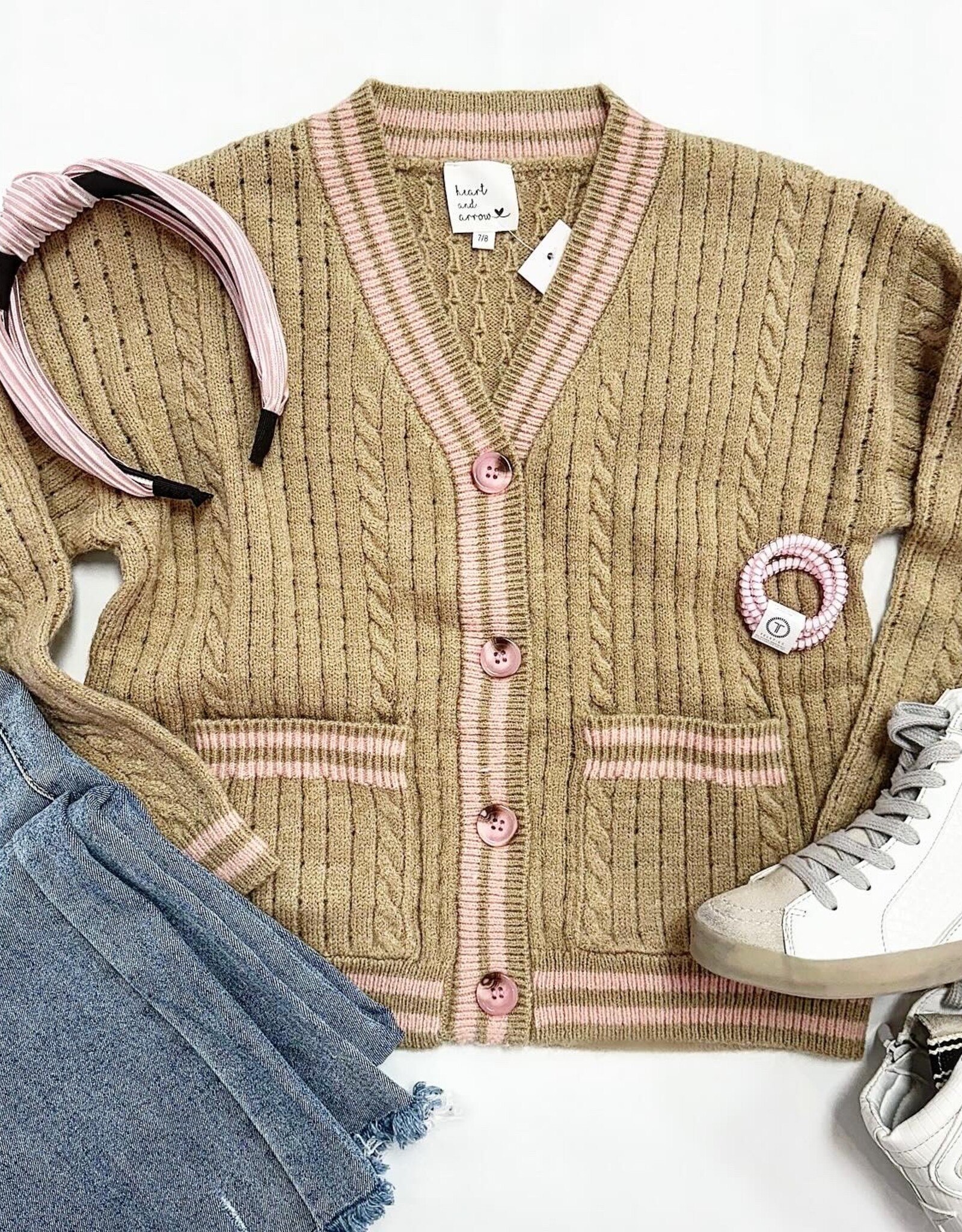Aubrey Button Cardigan in Brown