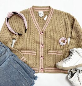 Aubrey Button Cardigan in Brown
