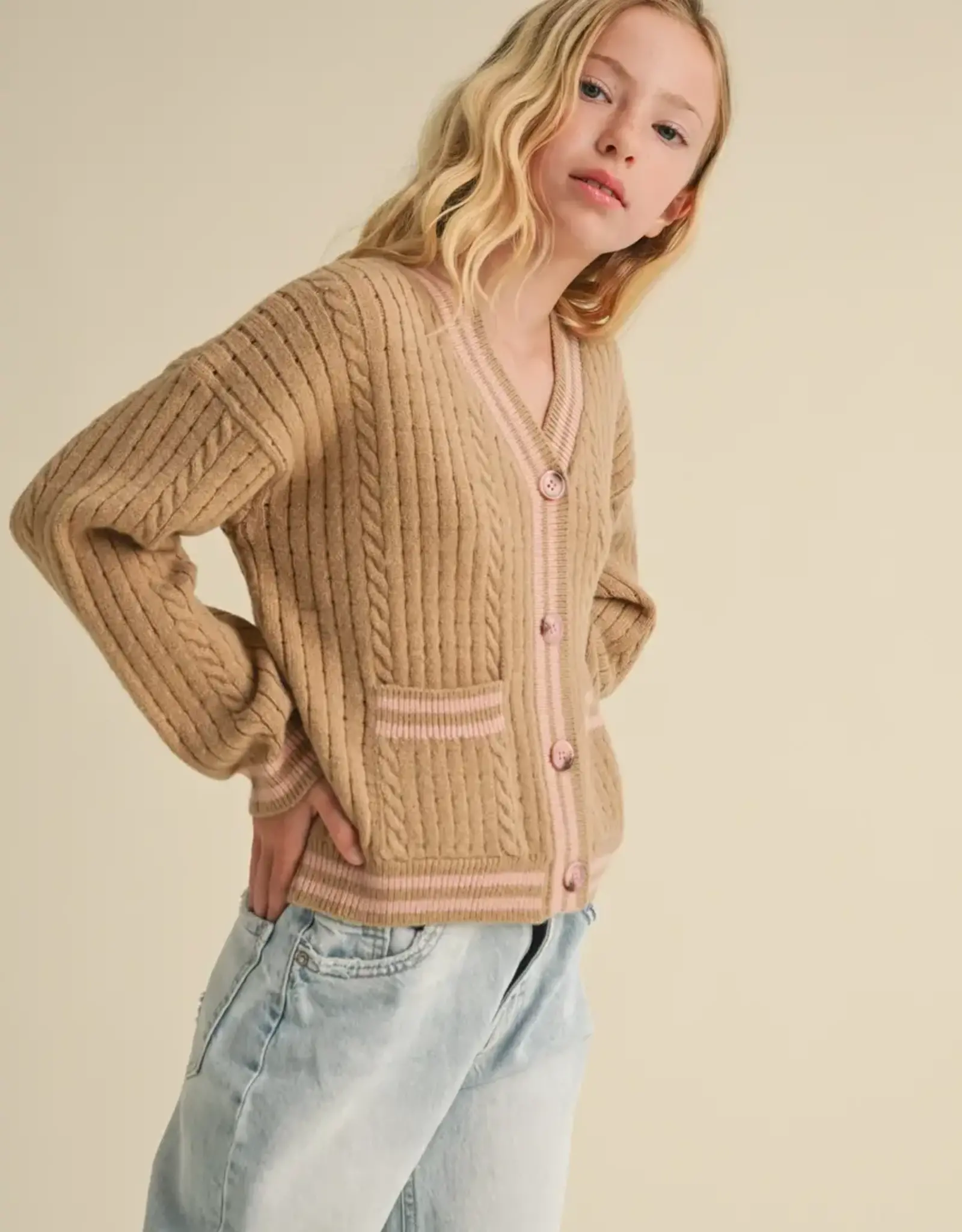 Aubrey Button Cardigan in Brown