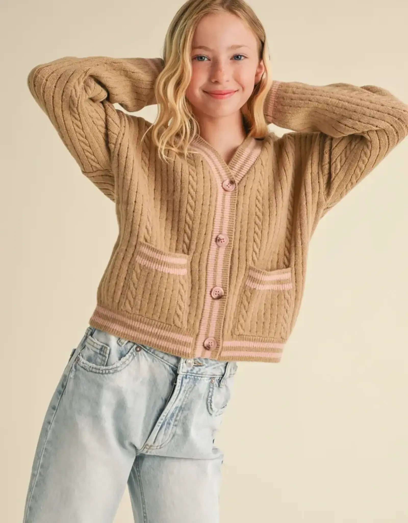Aubrey Button Cardigan in Brown