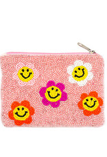 Pink Smile Flower Zipper Pouch