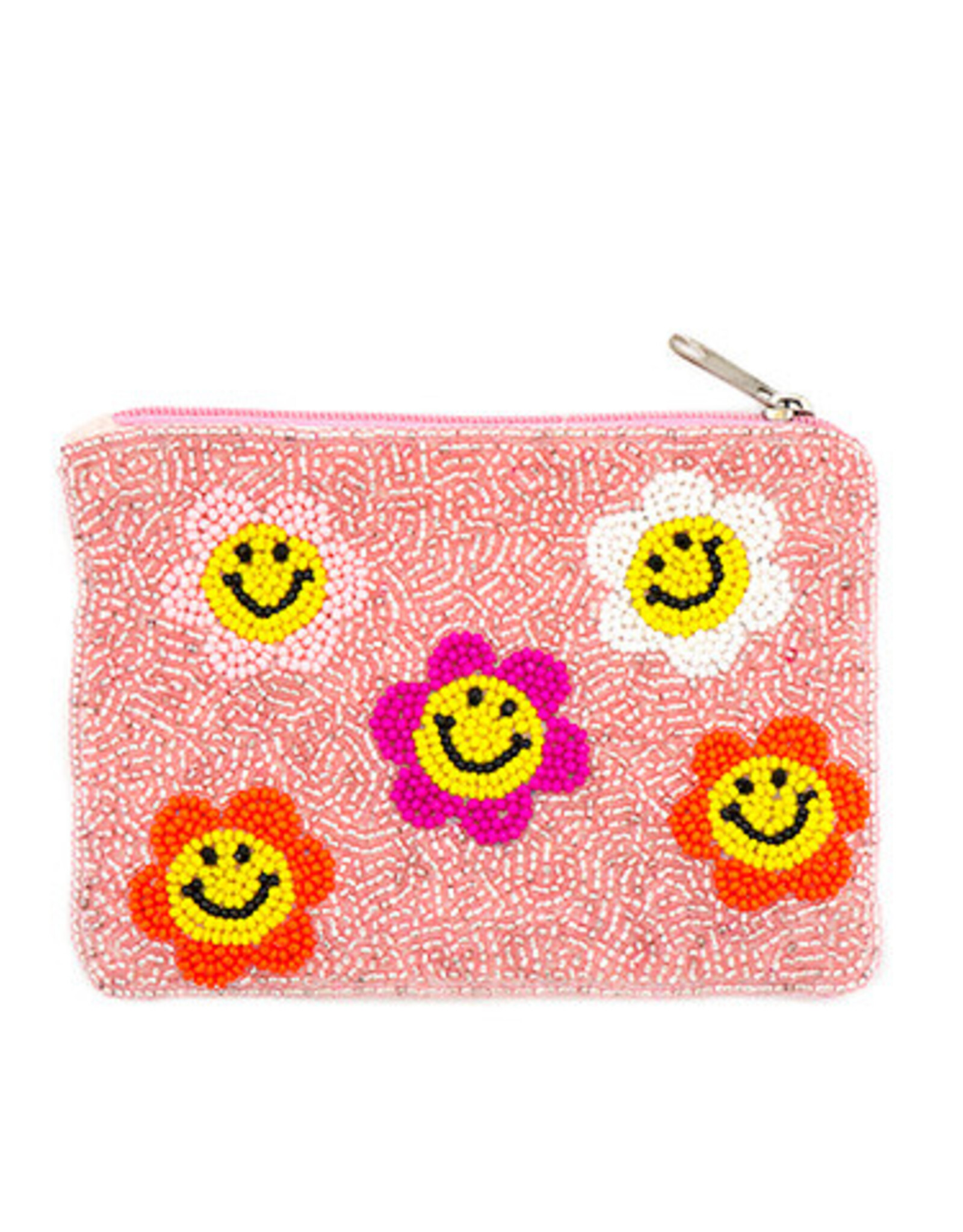 Pink Smile Flower Zipper Pouch