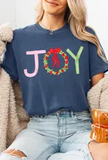 Joy Christmas Graphic Tee in Denim