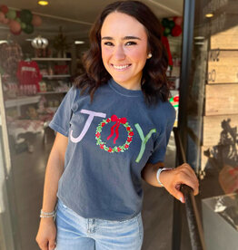 Joy Christmas Graphic Tee in Denim