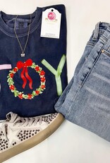 Joy Christmas Graphic Tee in Denim