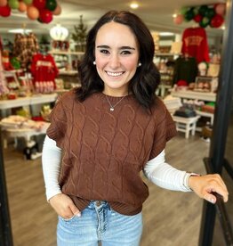 HYFVE Charlotte Cable Knit Sweater in Brown