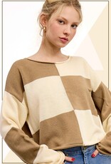 Elliott Sweater in Tan Check