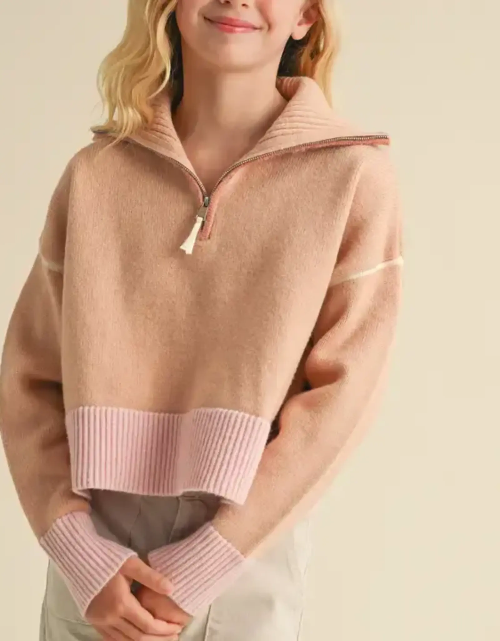 Sailor Half Zip Collar Sweater