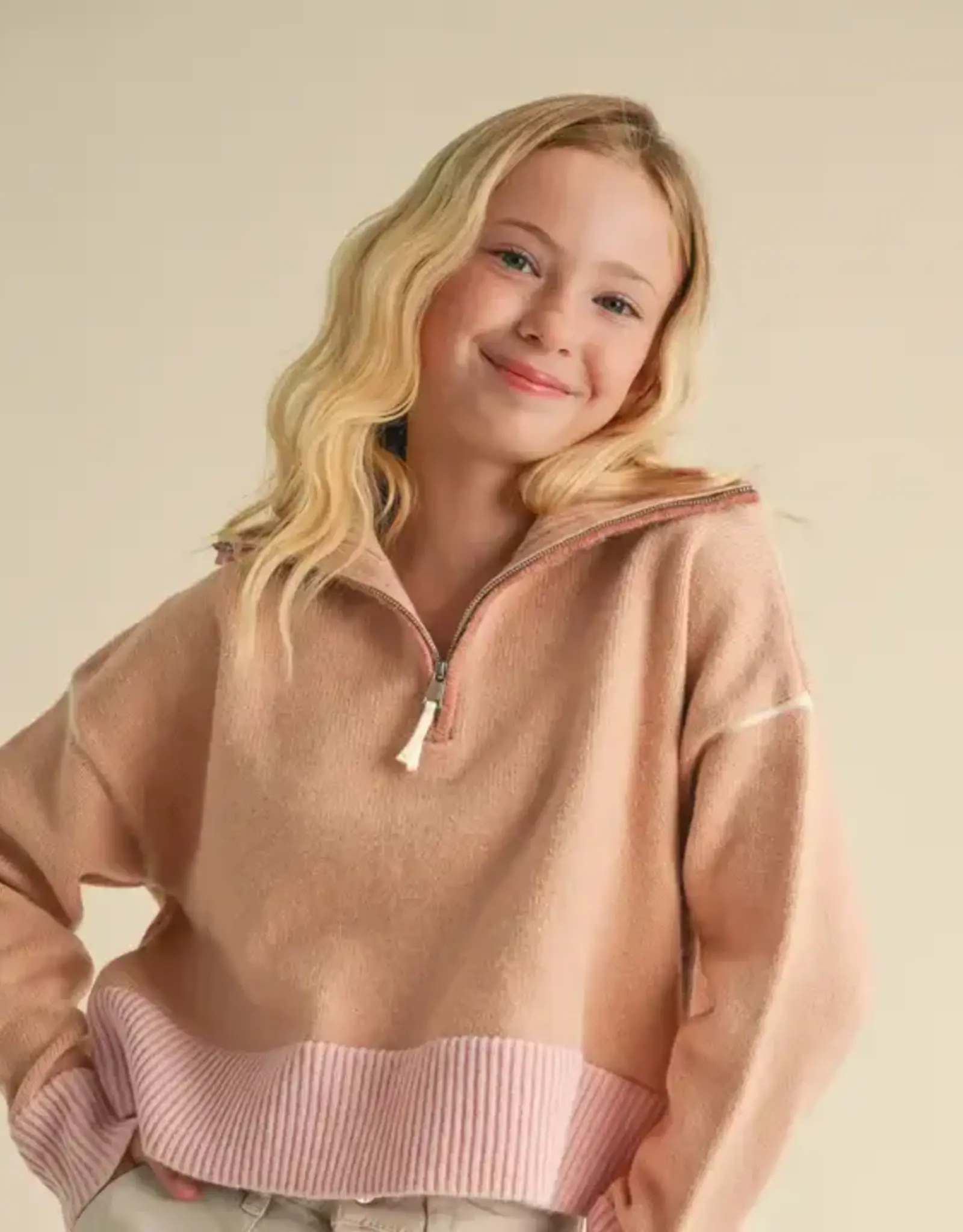 Sailor Half Zip Collar Sweater