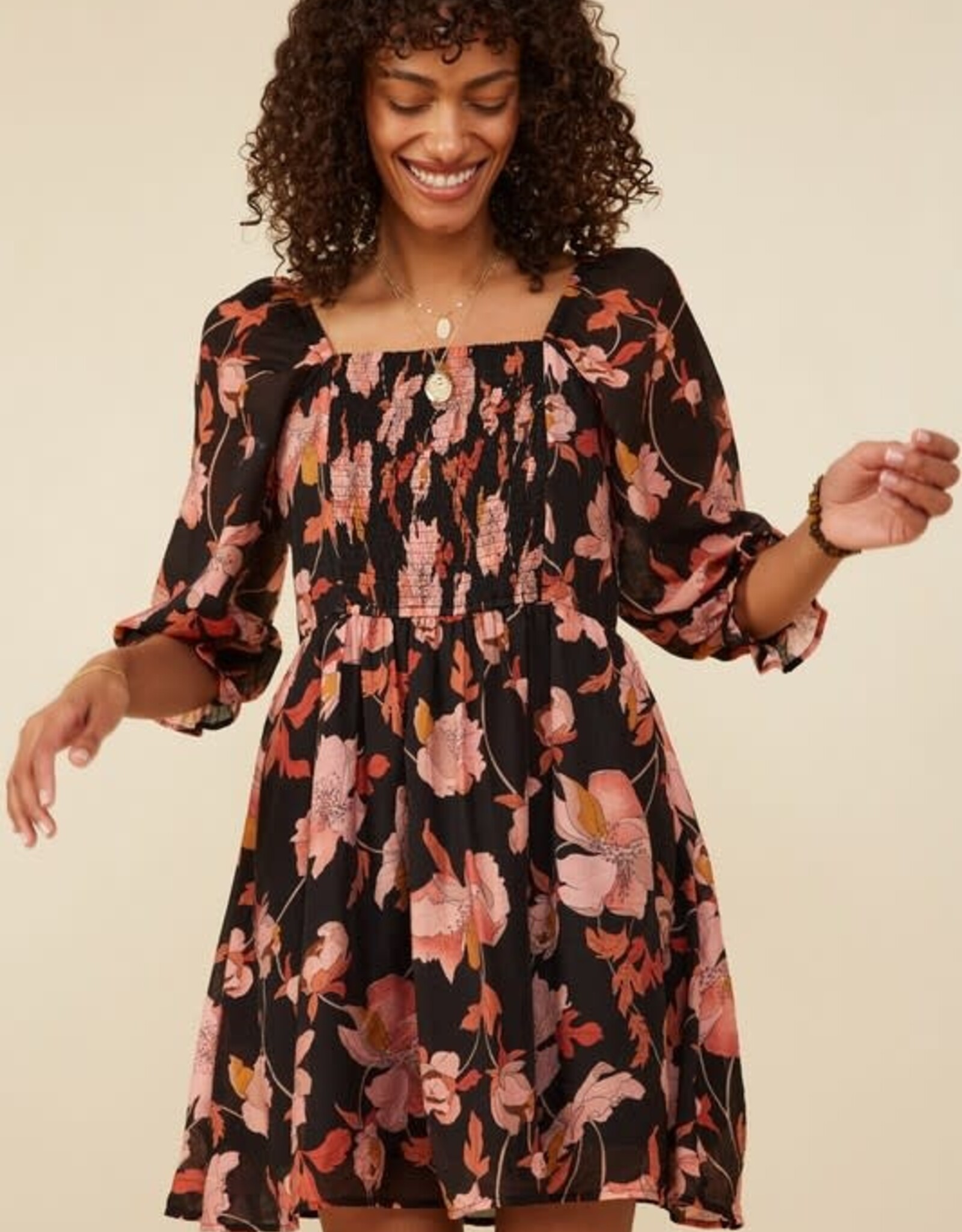 Hayden Emmie Dress in Black Floral