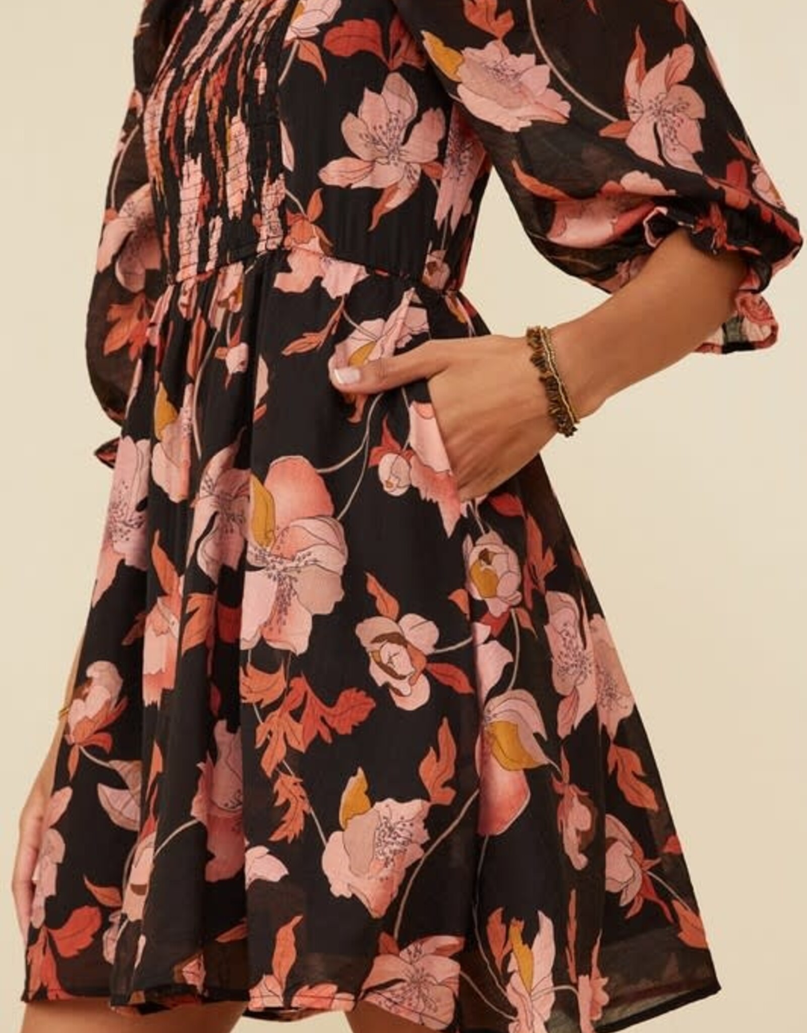 Hayden Emmie Dress in Black Floral