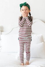 RuffleButts Peppermint Stripe Snuggly 2pc Ruffled Pajamas