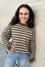 Hayden Maddi Sweater in Pink/Green Stripe
