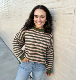 Hayden Maddi Sweater in Pink/Green Stripe