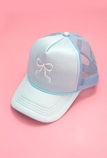 Blue Ribbon Embroidered Bow Trucker Hat