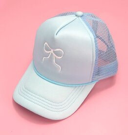 Blue Ribbon Embroidered Bow Trucker Hat