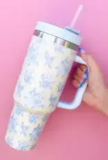 Rock Paper Scissors Cream & Blue Floral 40oz Tumbler