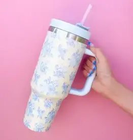 Rock Paper Scissors Cream & Blue Floral 40oz Tumbler