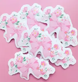 Rock Paper Scissors Coquette Floral Bow Sticker