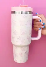 Rock Paper Scissors Cream & Pink Floral 40oz Tumbler