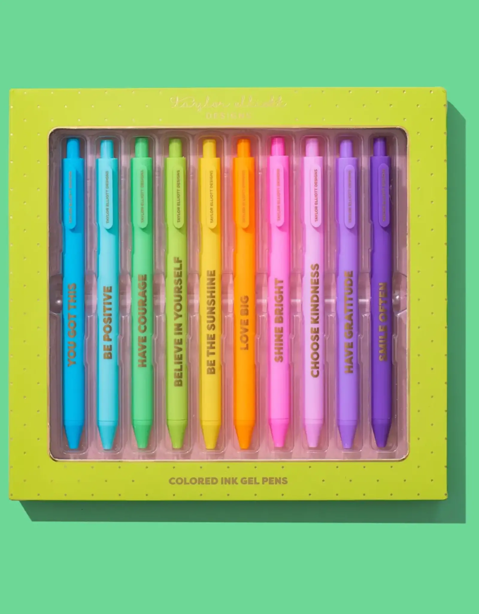 Taylor Elliott Designs Gel Pen Set - Motivational - Asst Colors - 10 Piece Set