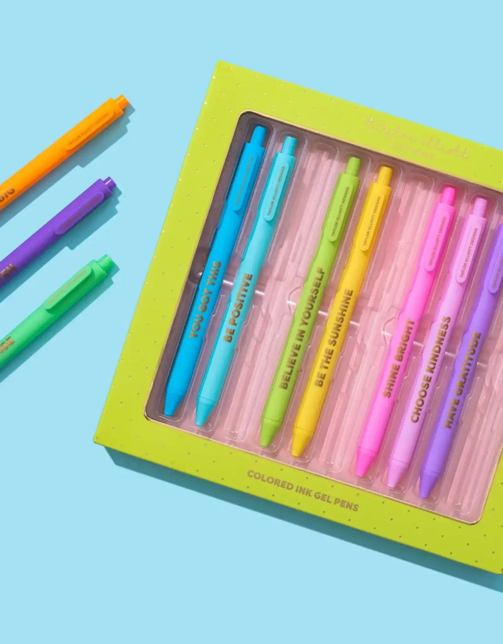 Taylor Elliott Designs Gel Pen Set - Motivational - Asst Colors - 10 Piece Set