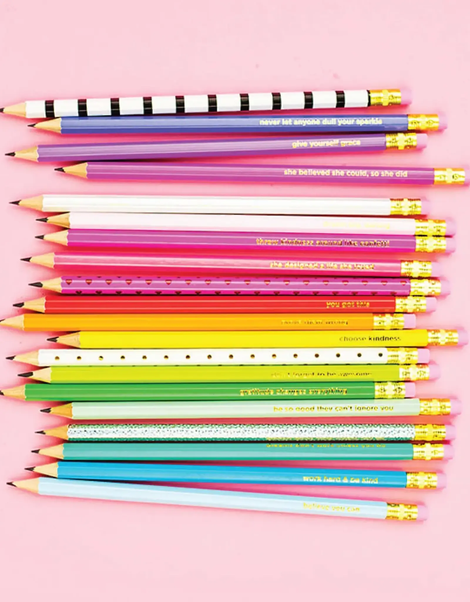 Taylor Elliott Designs Pencil Set - Motivational - Asst Colors - 22 Pc Set