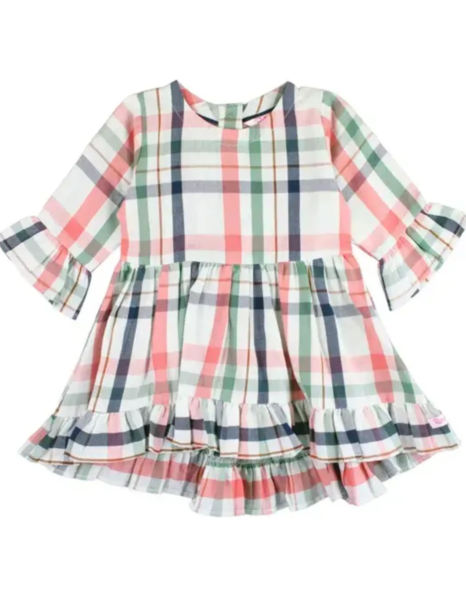 RuffleButts Kendall Plaid High-Low Ruffle Tunic