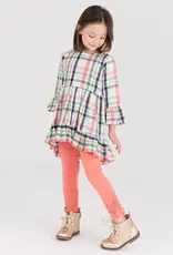 RuffleButts Kendall Plaid High-Low Ruffle Tunic