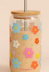 Callie Danielle Flowers & Stars Glass Can