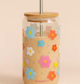 Callie Danielle Flowers & Stars Glass Can