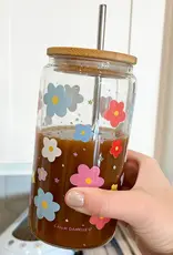 Callie Danielle Flowers & Stars Glass Can