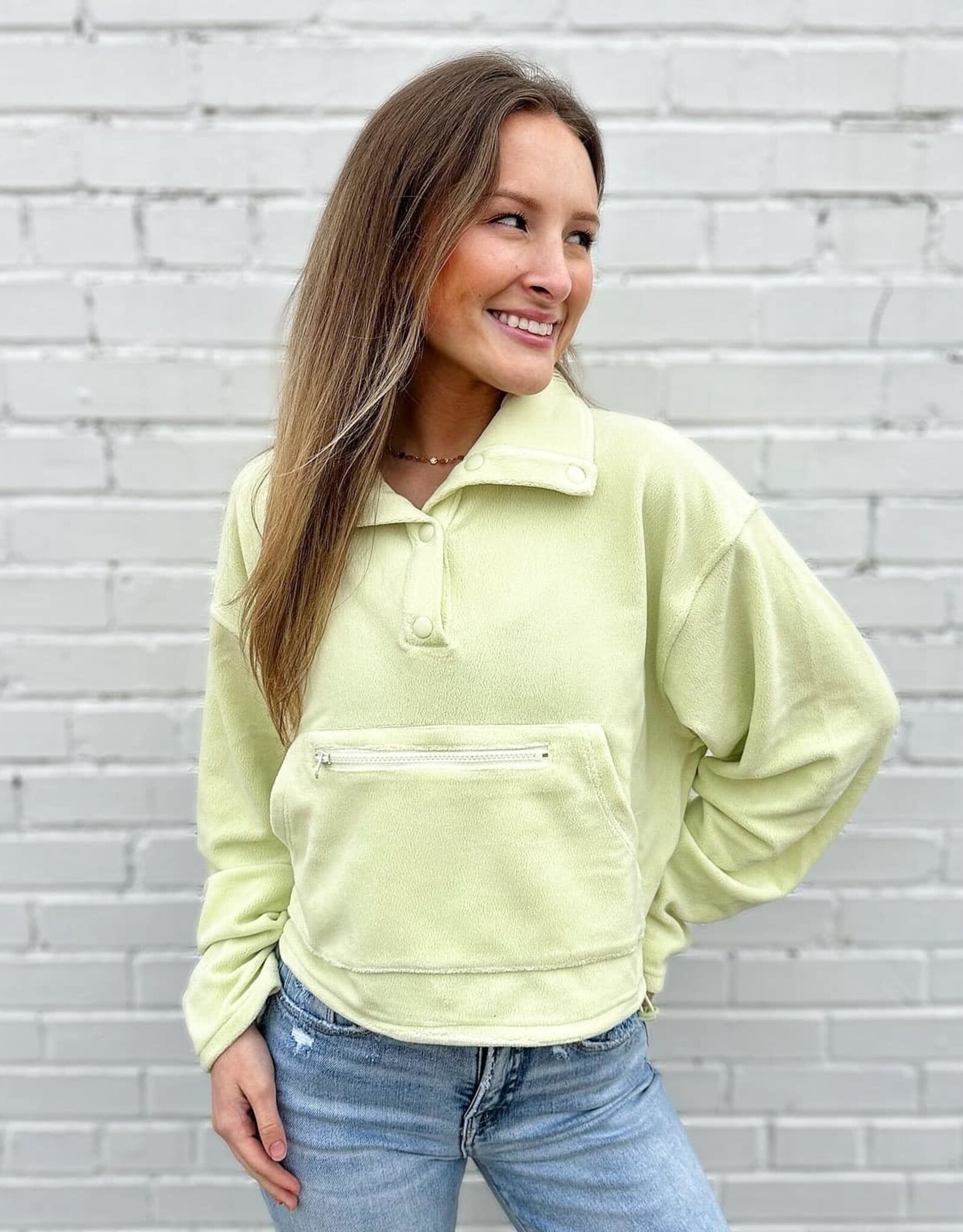 Willow Fleece Pullover in Lime