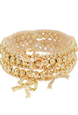 Bow Charm Bracelet Set in Gold