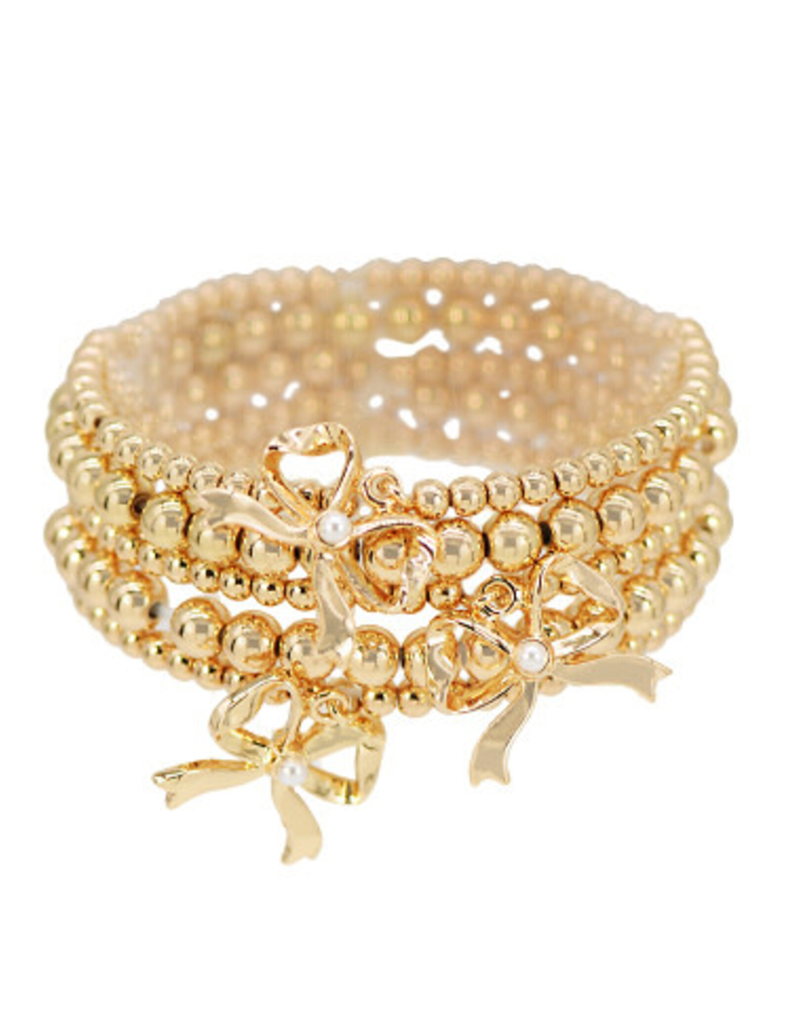 Bow Charm Bracelet Set in Gold