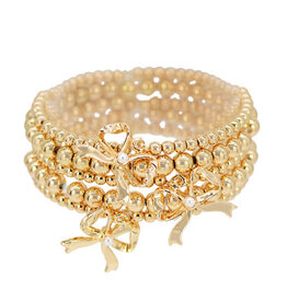 Bow Charm Bracelet Set in Gold