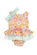 Be Girl Clothing Muffin Ruffle Romper Set in Flower Power