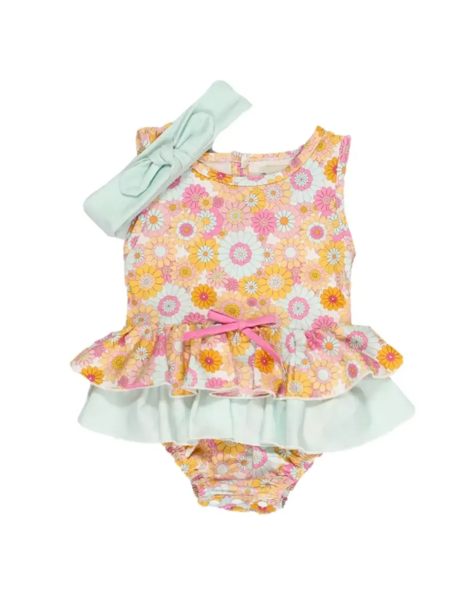 Be Girl Clothing Muffin Ruffle Romper Set in Flower Power