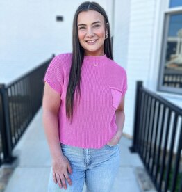 zenana Sweater Pocket Top in Pink