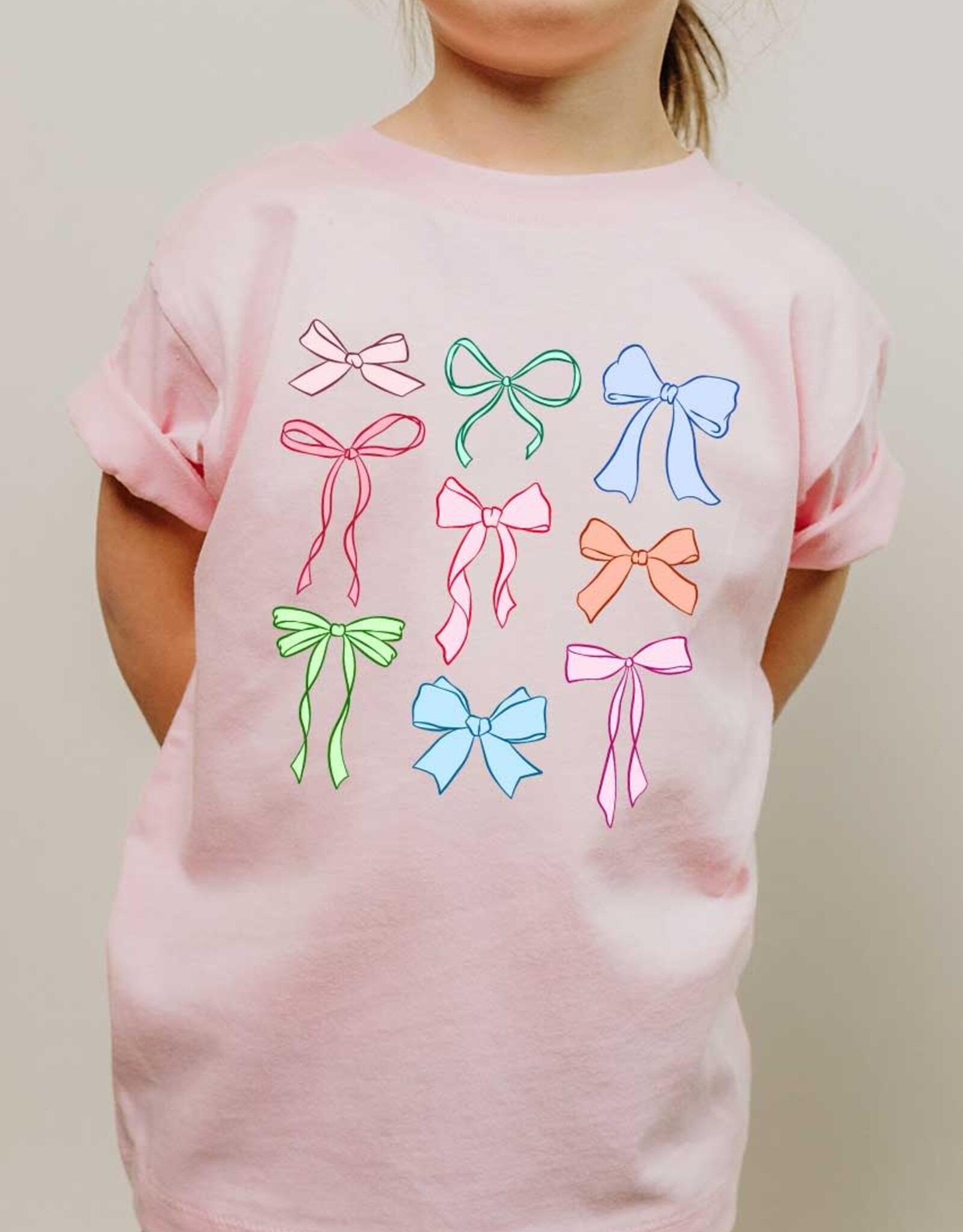 Multi Bows Graphic Tee in Pink