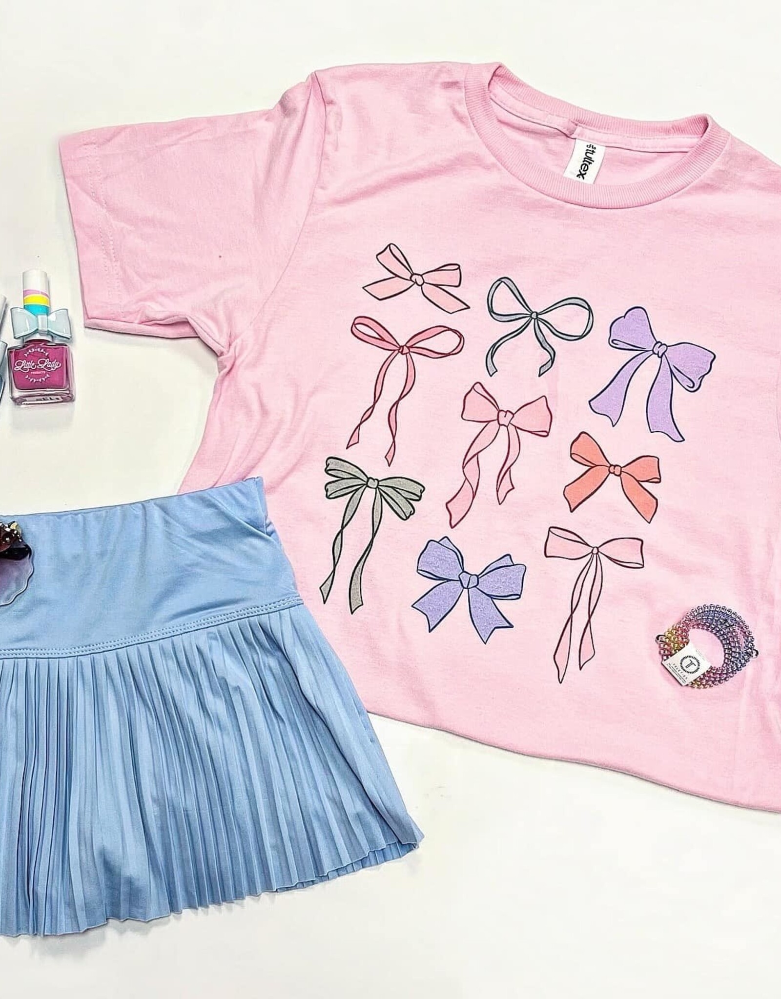 Multi Bows Graphic Tee in Pink