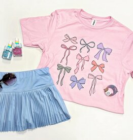 Multi Bows Graphic Tee in Pink