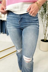 Risen High Rise Distress Ankle Straight Jean