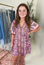 Very J Elliott Dress in Pink Paisley